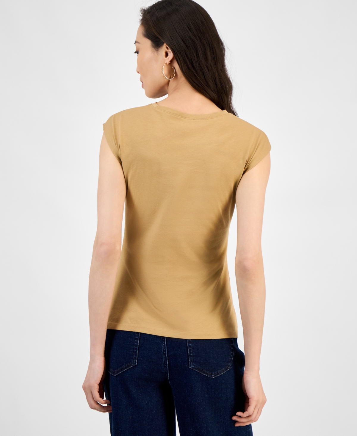Inc International Concepts Women's Side-cinched Cotton Tank Top, Exclusively At Macy's In Gold