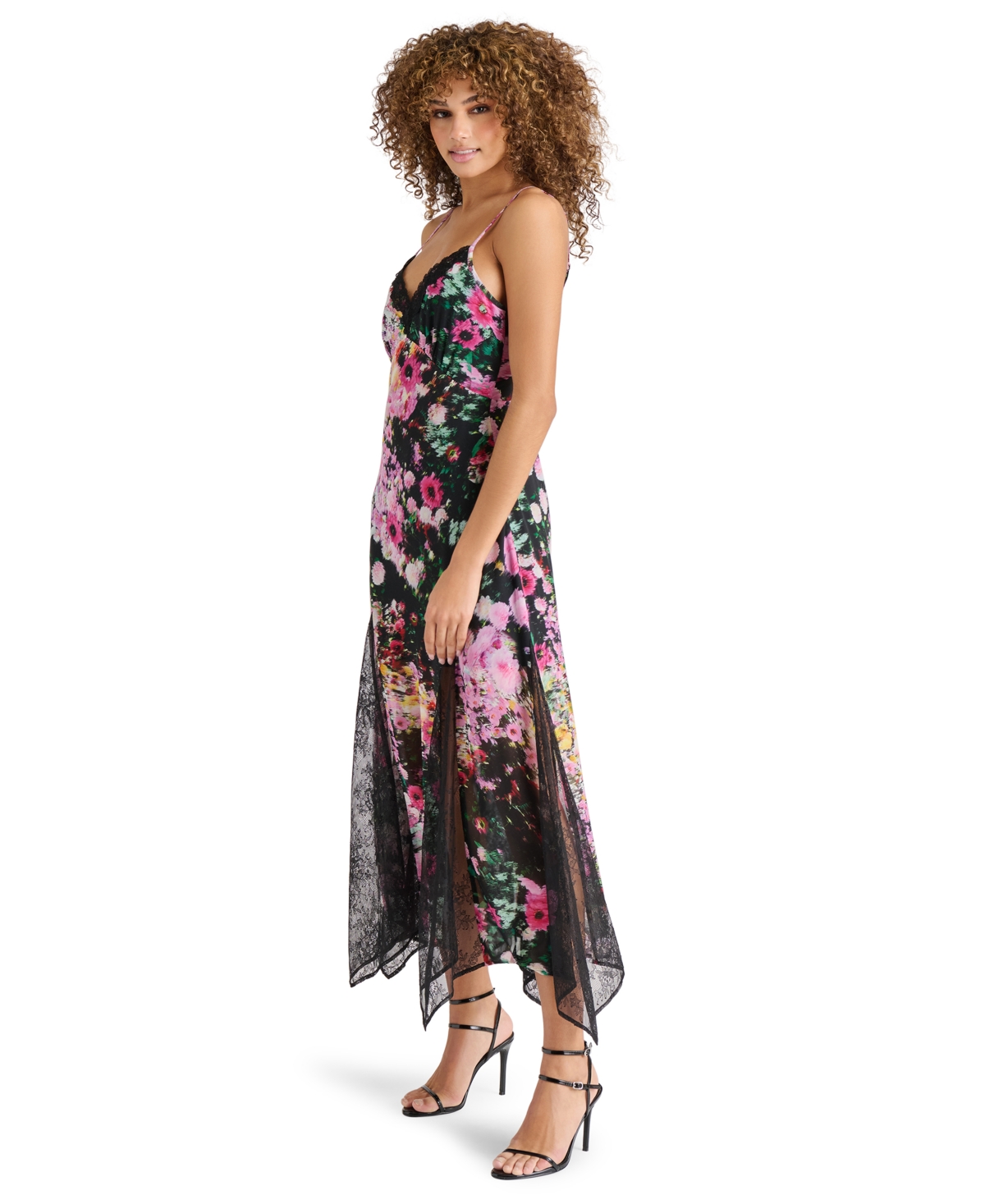 Steve Madden Women's Delia Printed Lace-trim Maxi Dress In Black Multi