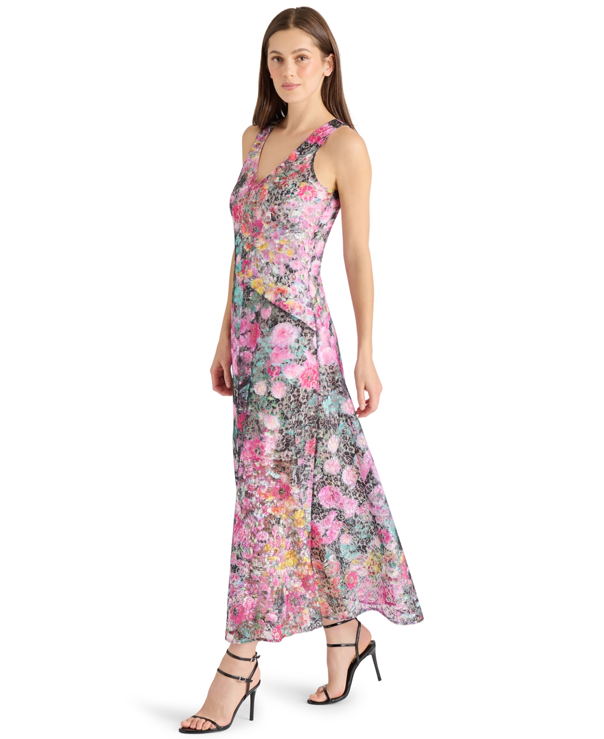 Steve Madden Women's Theo Printed Lace Sleeveless Dress In Black Multi