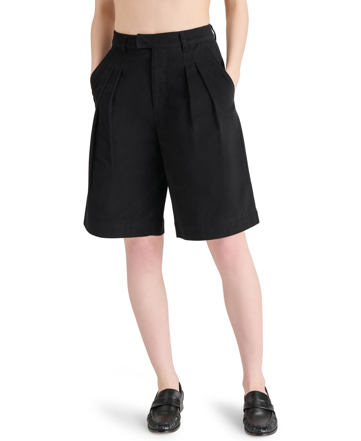 Women's Ivana Pleated Bermuda Shorts - Black