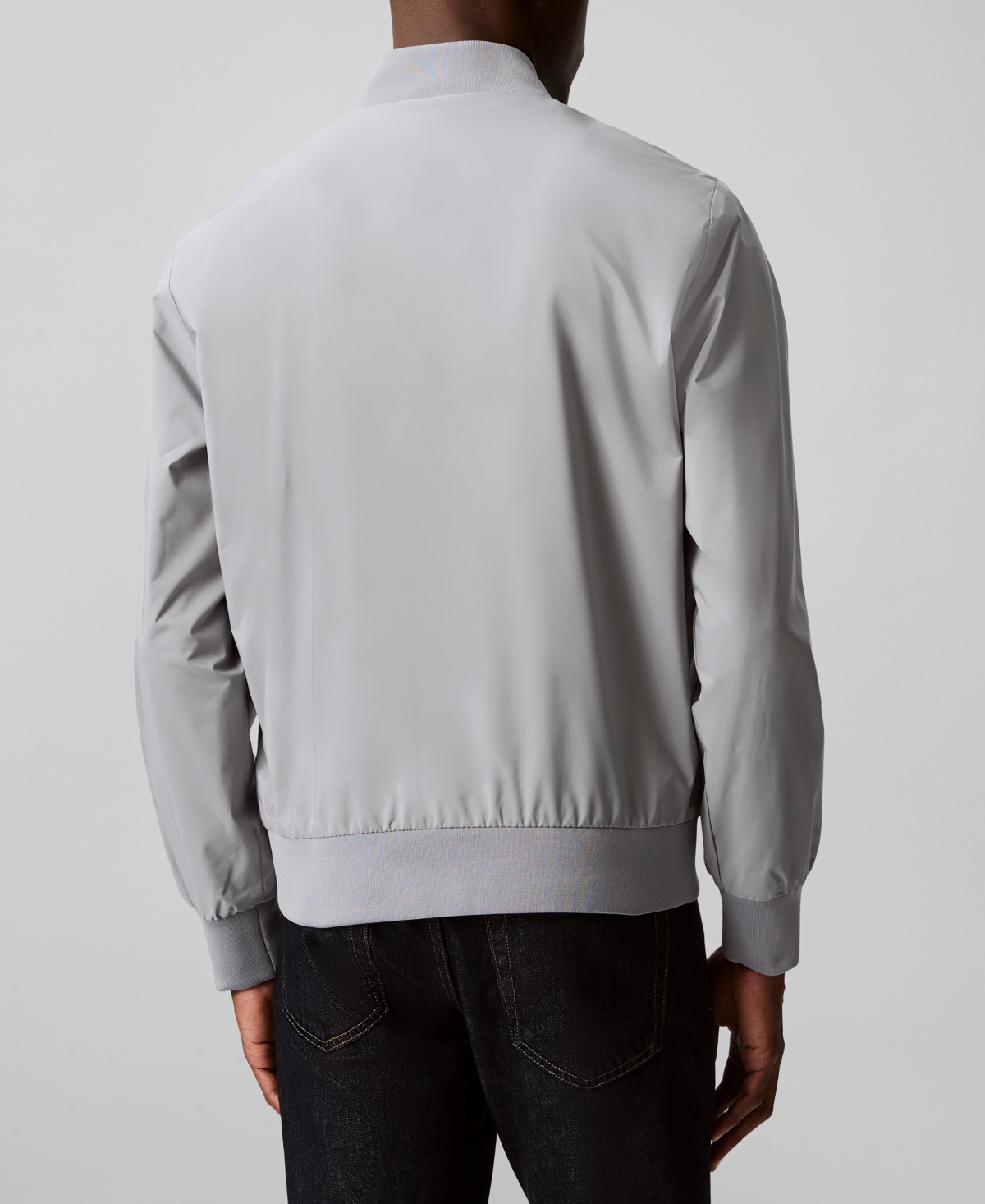 Calvin Klein Men's Logo-print Matte Bomber Jacket In Gray