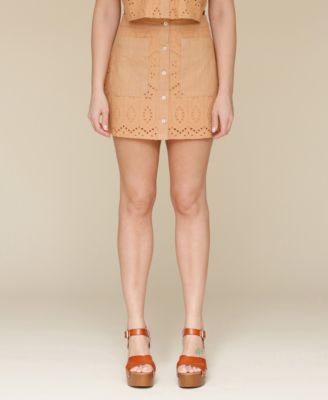 Avec Les Filles - Women's Eyelet Midi Skirt