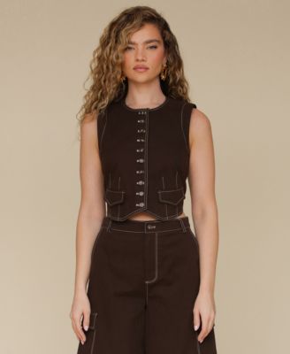 Avec Les Filles - Women's Crewneck Cropped Vest