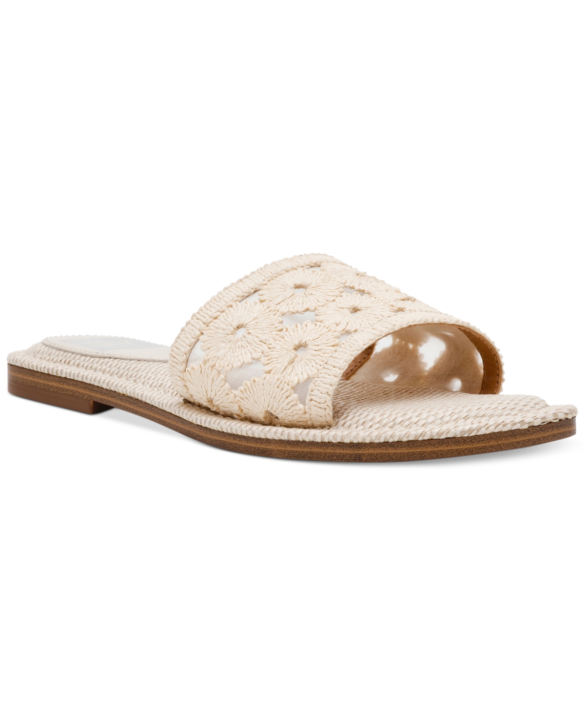 Women's Jessamine Floral Eyelet Raffia Flat Sandals - Ivory Woven Raffia
