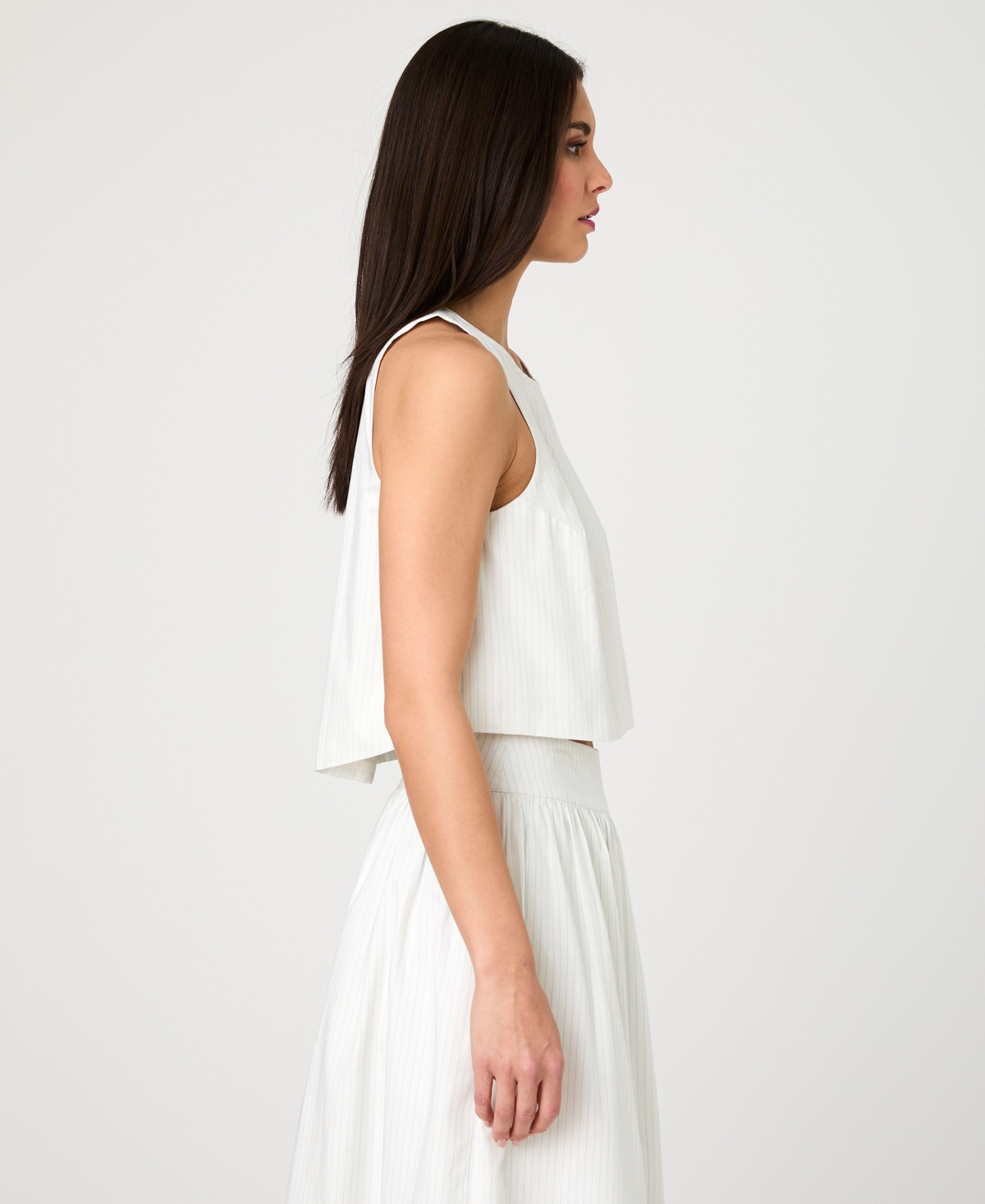 Shop French Connection Women's Cotton Poplin Pinstriped Maxi Skirt In Porcelain Cream,amalfi Blue Stripe
