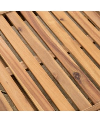 Streamdale Acacia Wood Chaise Lounge with Cushion - Teak Finish