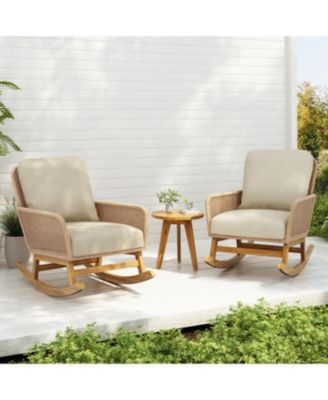 Streamdale Modern 3-piece outdoor set, rocking chairs, table, beige cushions