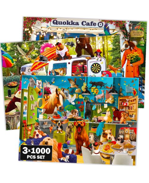 Детский пазл Quokka 1000 Pieces Jigsaw Puzzle, Ages 8+, цвет: 3 Set Animals