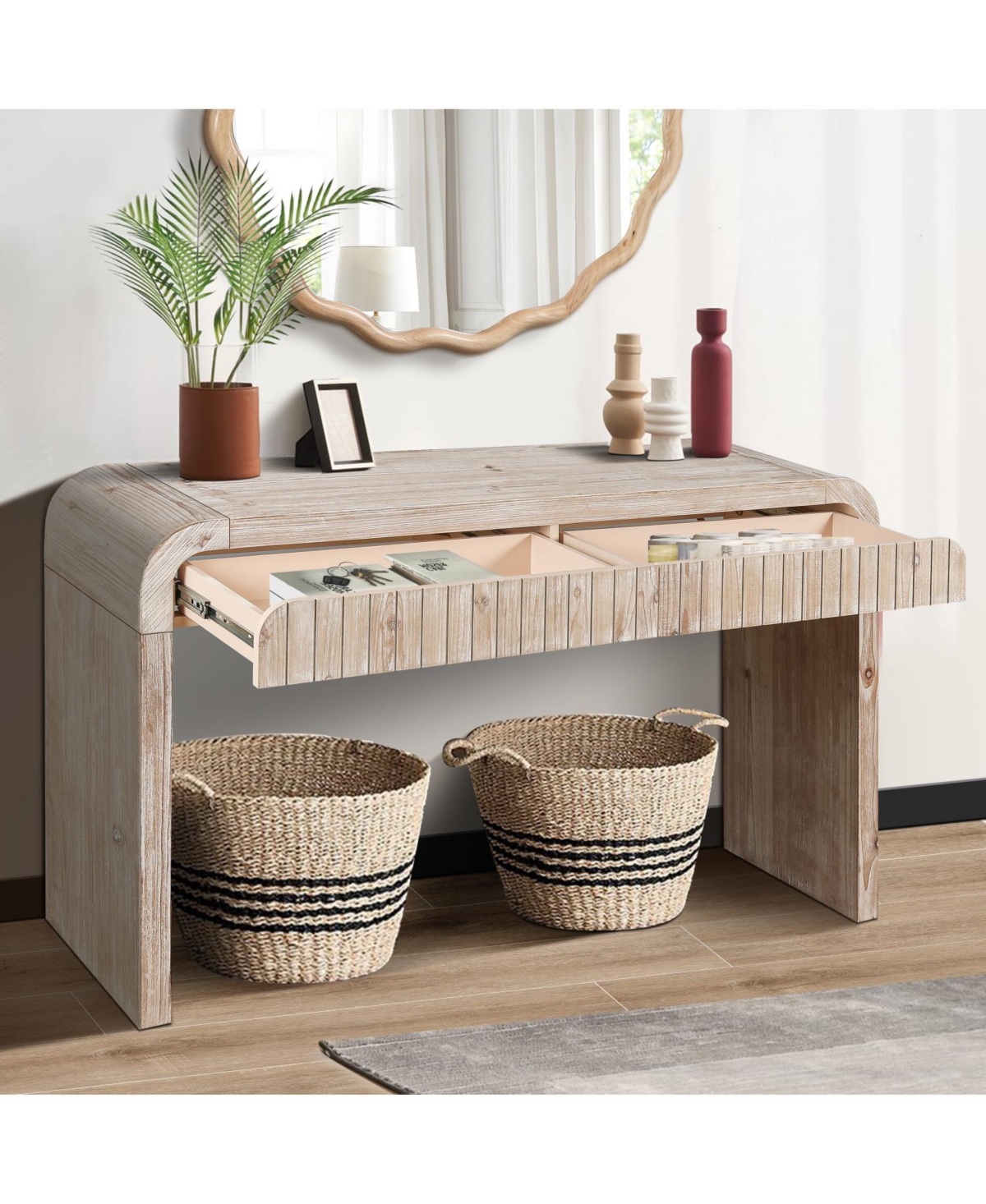 Streamdale Vintage Entryway Table (59") with Drawers, Easy Assembly