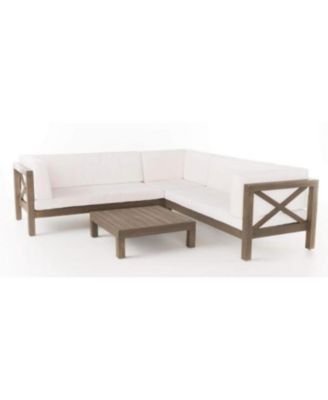 Streamdale Acacia Wood Outdoor Sectional Sofa Set with Coffee Table