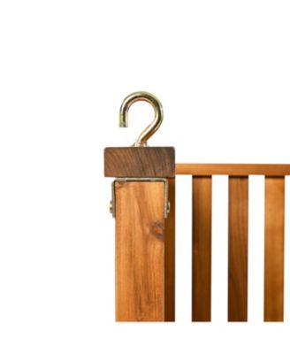 Streamdale Minimalist Twin Teak Garden Swing Bed, Safe Sloped Design