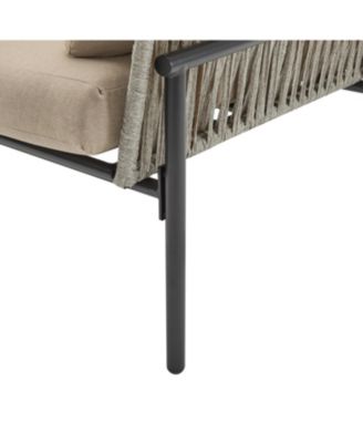 Streamdale Set of 2 Beige Iron Lounge Chairs w/ Cushions, Indoor/Outdoor