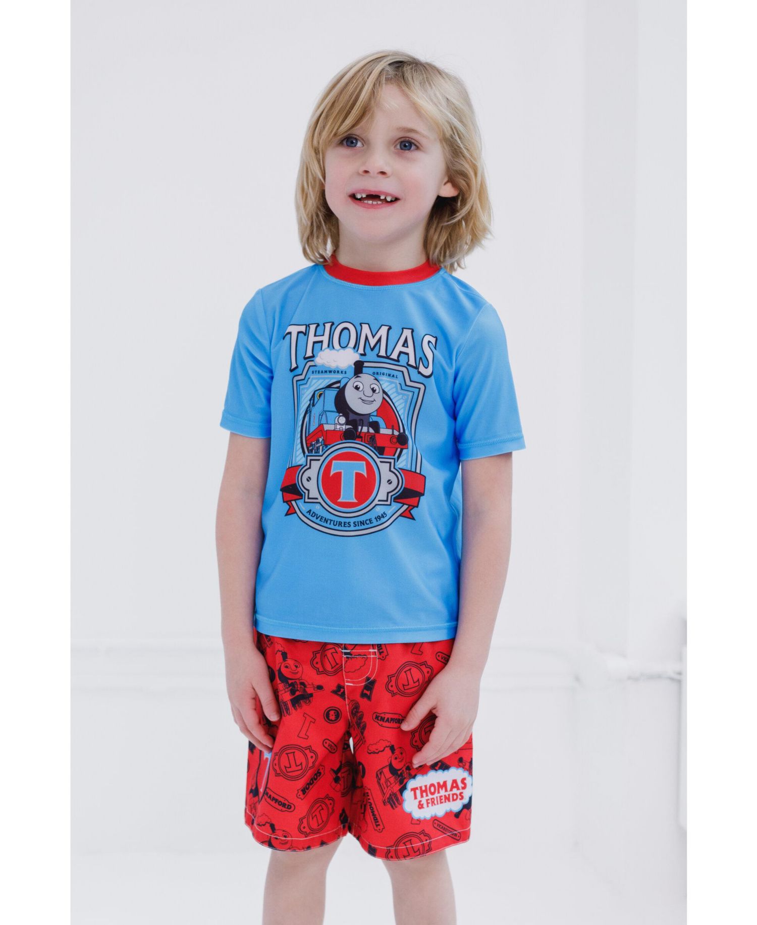 Little Boys Rash Guard and Swim Trunks Outfit Set