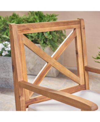 Streamdale White Cushion Patio Dining Chairs - Solid Wood, Water-Resistant