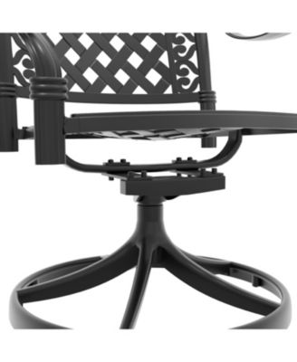 Streamdale 7-pc Cast Aluminum Dining Set, 6 Swivel Chairs, Rectangular Table, Black Frame