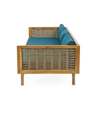 Streamdale Acacia Wood Outdoor Daybed with Rattan Armrests