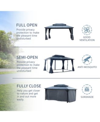 Streamdale 12'x16' Aluminum Gazebo, Polycarbonate Roof, Netting & Curtains