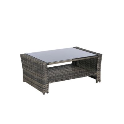 4-Piece Outdoor Patio Furniture Set, Rattan Chairs, Glass Table