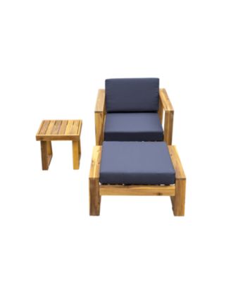 Streamdale Acacia Lounge Set, Chair & Ottoman, Patio/Balcony/Garden