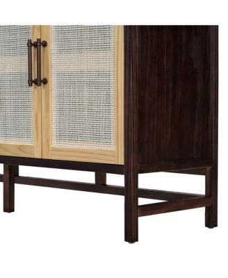 Streamdale Rustic Sideboard with Rattan Doors and Adjustable Shelves