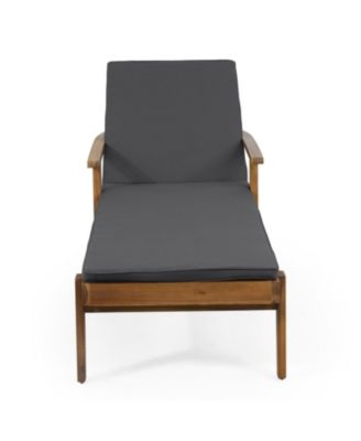 Streamdale Acacia Wood Adjustable Outdoor Chaise Lounge with Water-Resistant Cushion