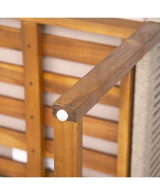 Acacia Patio Chairs (Set of 2), Rope Back, Cushions, Light Brown