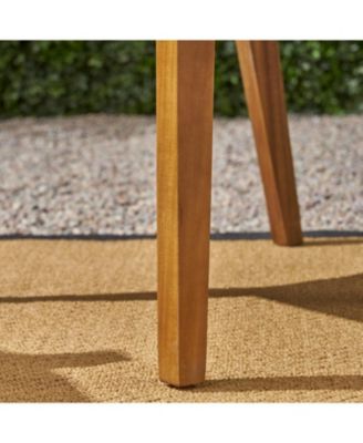 Streamdale Blue Cushion Patio Chairs - Wood Arm Dining Set (Set of 2)