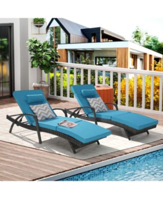 Streamdale Outdoor Wicker Reclining Lounge Chair Set, Cushioned, 150° Recline