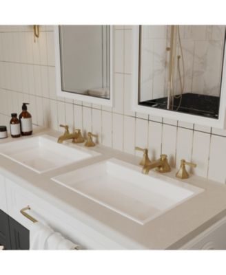 8 in. Widespread Double Handle 3 Hole Bathroom Faucet Water-Saving with Metal Drain