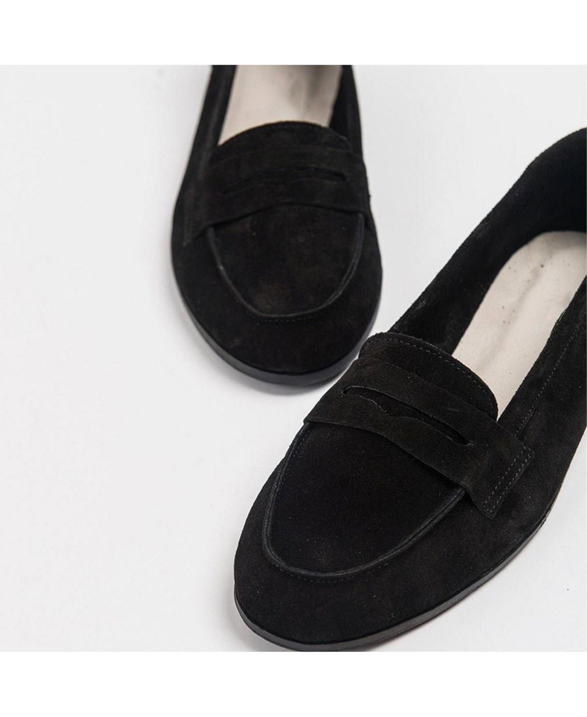 Dorothy Leather Loafer - Black suede leather