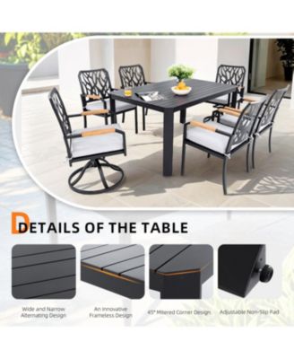 Streamdale 7-PC Aluminum Patio Set, 4 Chairs, 2 Rockers, Table (Umbrella Hole), Burbon