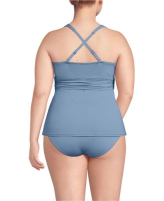 Plus Size V-Neck Plunge X Back Tankini Top