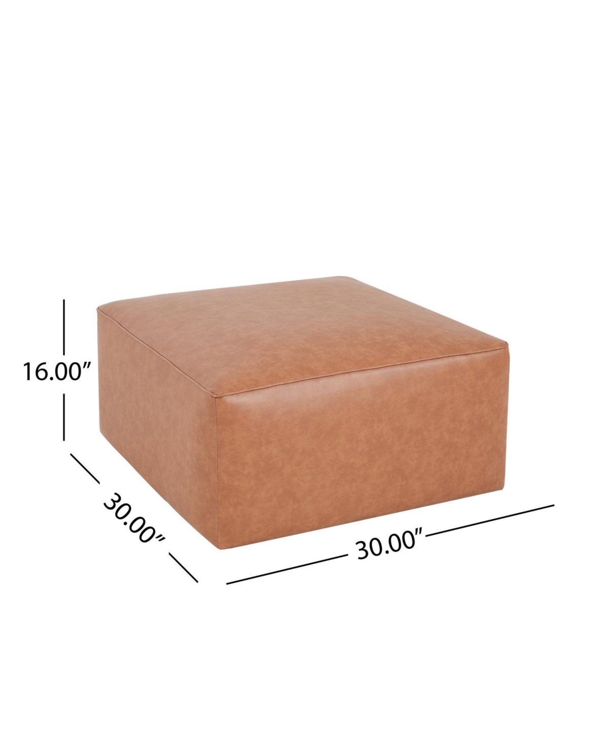 Streamdale Square Pu Leather Ottoman,Tan