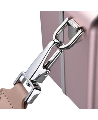 Mini Suitcase Crossbody Bag Portable Hard Shell Aluminum Cosmetic Makeup Case with Adjustable Strap Travel Handbag for Makeup Artist,Red