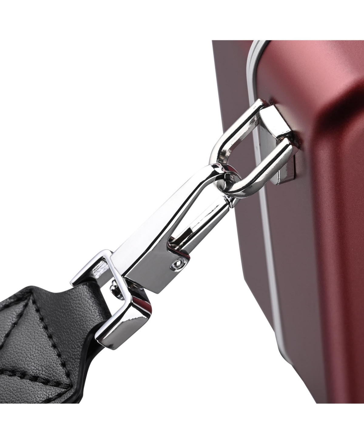 Byootique Mini Suitcase Crossbody Bag Portable Hard Shell Aluminum Cosmetic Makeup Case with Adjustable Strap Travel Handbag for Artist,Red