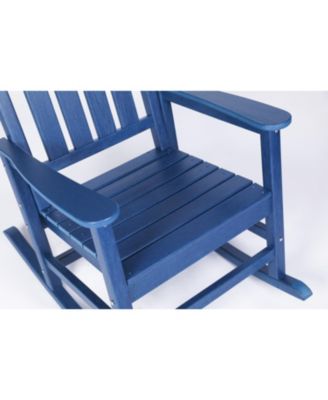 Streamdale Oversized Navy Outdoor Rocker, Weather-resistant, wood-texture