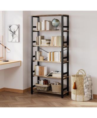 Bookshelf, 31.5in Wide Shelf 6 Tier Bookcase, 110lbs/shelf