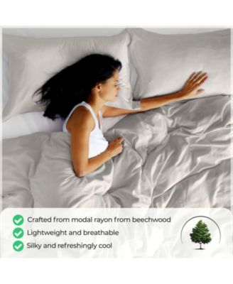 Modal from Beechwood 400 Thread Count Lightweight Cooling Solid Duvet Cover Set, King/California King