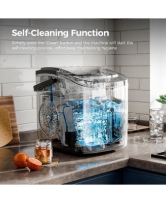Countertop Ice Maker – 26lbs/24H, 9 Cubes in 6 Mins, Portable with Scoop & Basket, 2 Ice Sizes for Home, Kitchen, Office, Party
