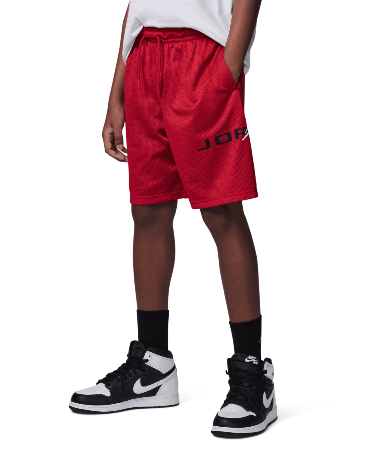 Jordan Big Boys Mj Baseline Mesh Shorts In Gym Red