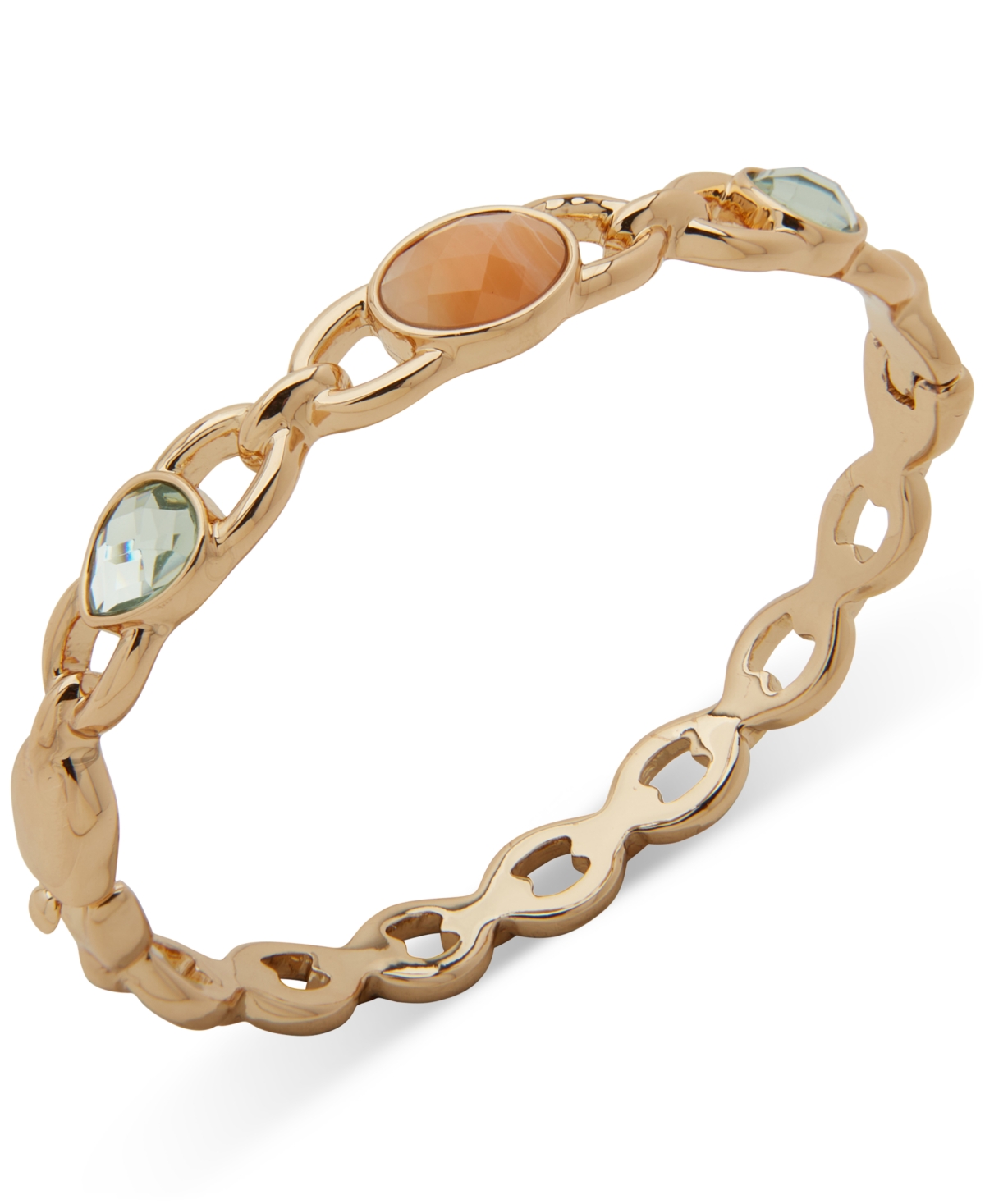 Anne Klein Gold-tone Mixed Color Stone Bangle Bracelet In Multi