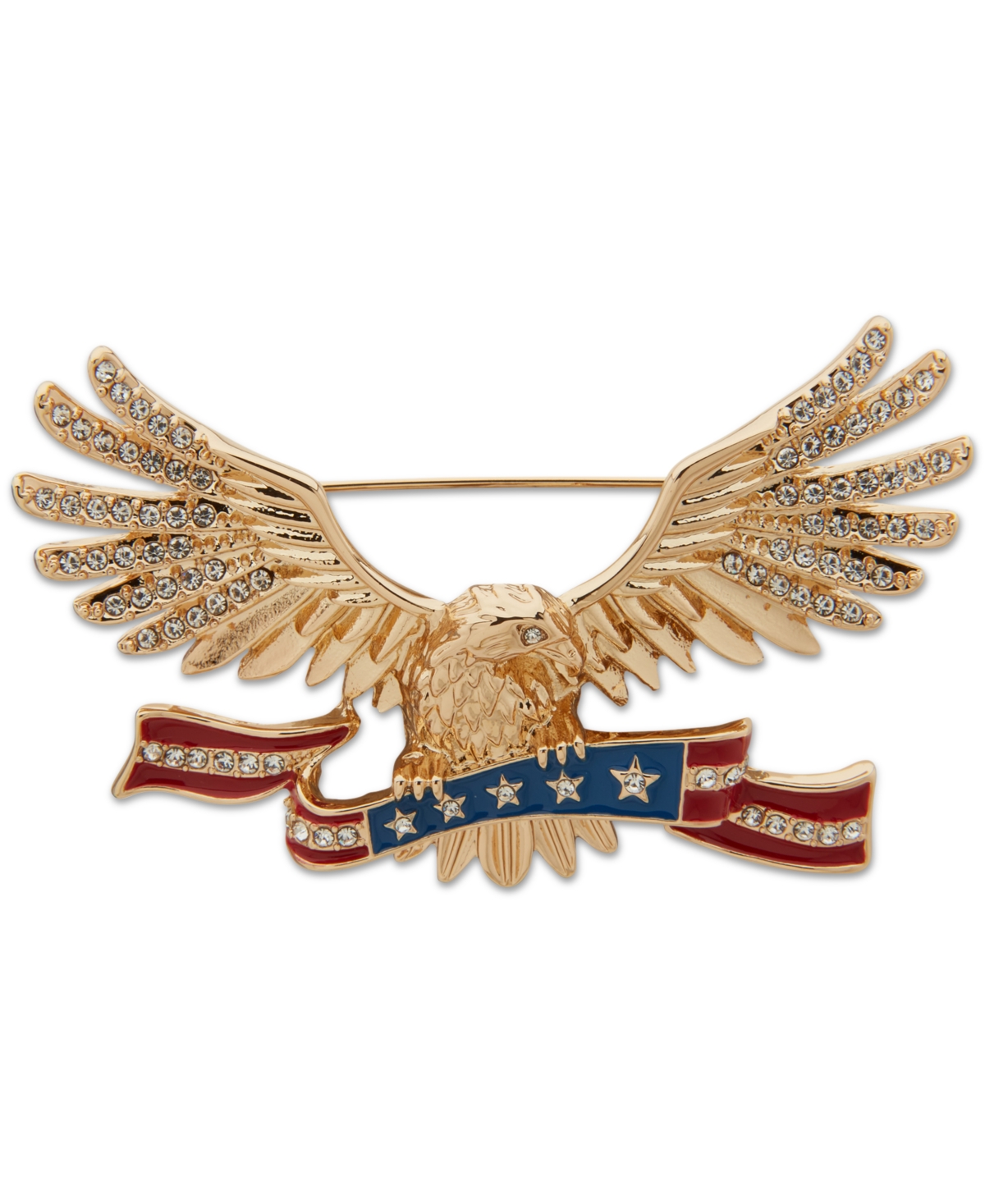 Gold-Tone Crystal Red, White & Blue Eagle Pin - Multi