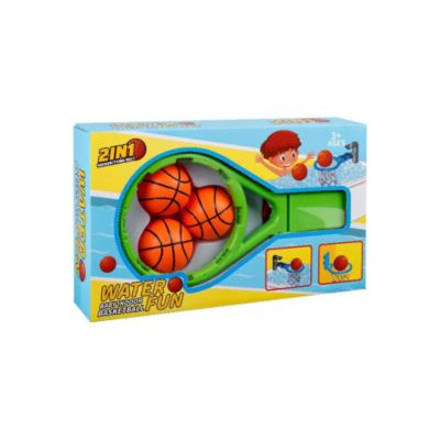 Toddler 2-in-1 Bathroom Basketball Hoop Playset with Suction Cups & Tying Straps – Mini Basketball Hoop for Bathtub & Door, Interactive Bath Toy with 3 Soft Balls