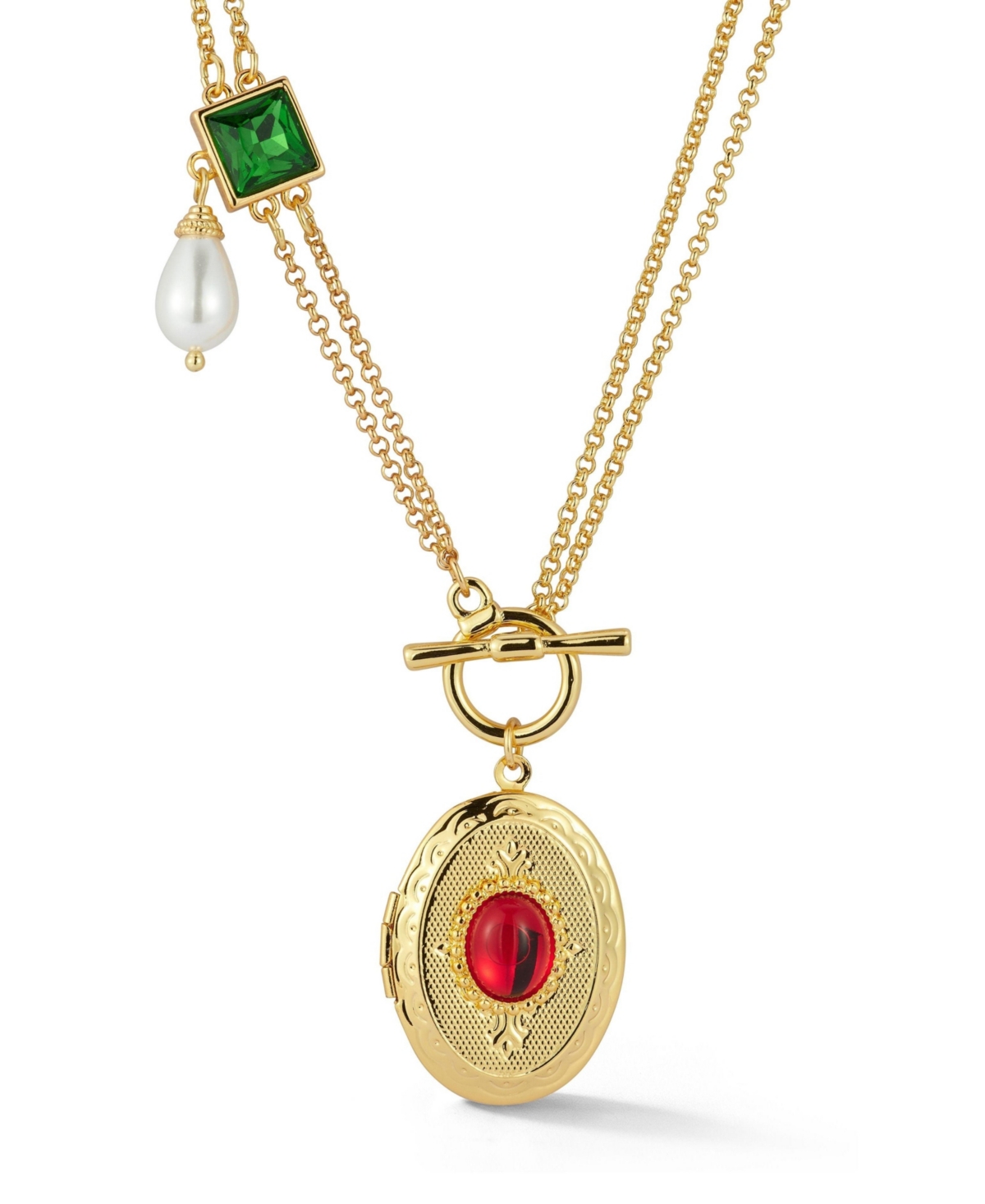 Gold Plated Oval Locket Pendant Necklace - Gold