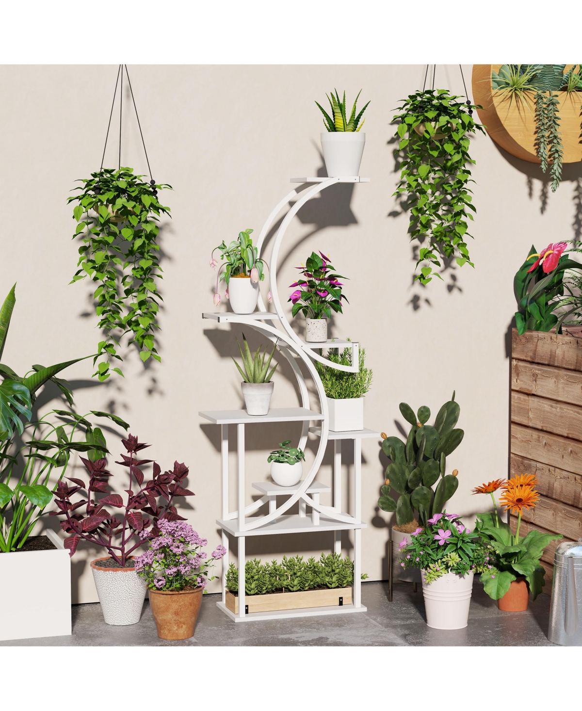 Outsunny 8 Tier Plant Sd, 62" S-Shaped Shelf, ish
