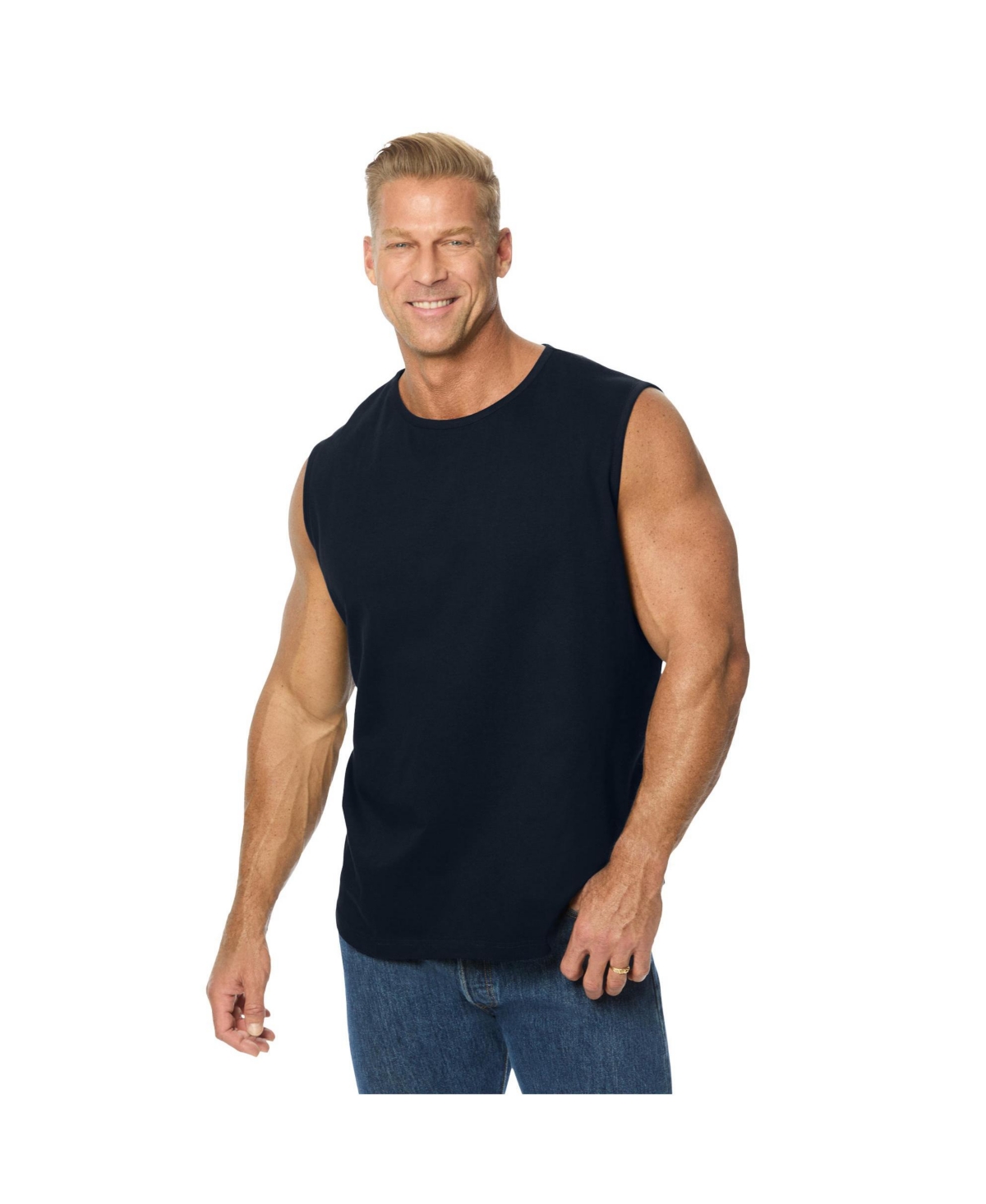 Big & Tall Silver Cooling Muscle Tank - Heather royal