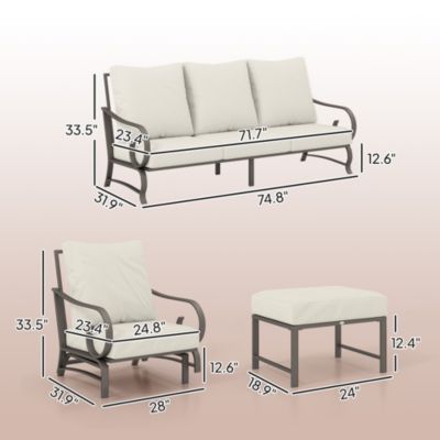 5 Piece Patio Furniture Set with 2 Rockers Outdoor Furniture