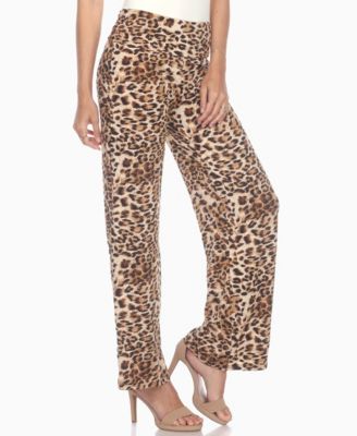 Women's Cheetah Print Wide Leg Pants