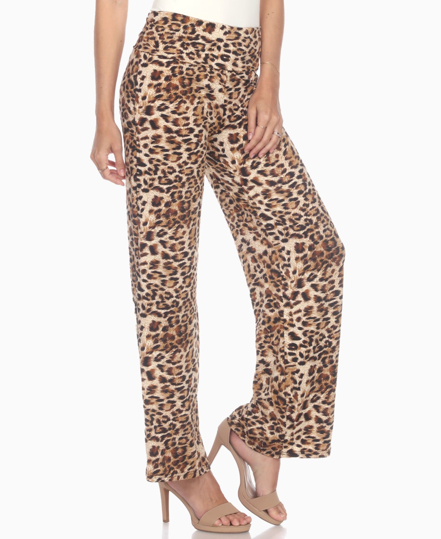 Women's Cheetah Print Wide Leg Pants