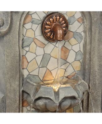 Enchanting Estate Polyresin Flat Back Floor Outdoor Wall Fountain for the Patio, Deck, or Yard - 27" - Gray